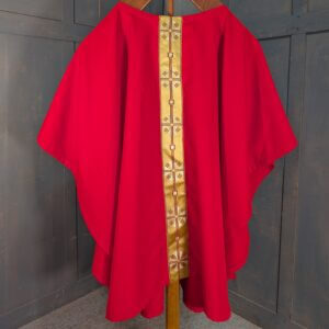 Modern Polyester Scarlet & Gold Chasuble with Post Deco Designs