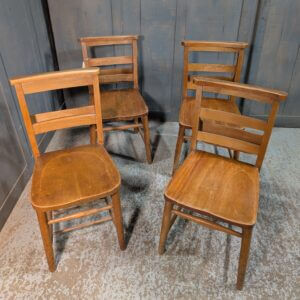 Harlequin Set of 4 Mid Century Mid-Pale Beech Church Chapel Chairs