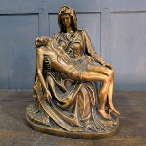 Unusually Large and Heavy Cast Bronze Pieta Mary Holding Jesus after Michelangelo