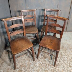 Set of 4 Beautiful Colour Antique Double Pilgrim Ladder Back Church Chapel Chairs from St Columbas Bradford