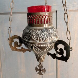 Small Antique Ornately Decorated Flemish Sanctuary Votive Lamp