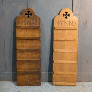 Vintage & Antique Oak Hymn Boards with Carved Hymns & Cutaway Cross