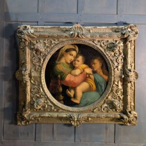 Spectacular Very Large Antique 19th Century Painting after Raphael's Madonna and Child