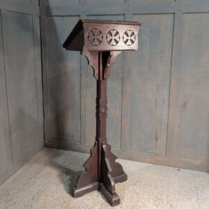 Dark Oak Gothic Styled Antique Pedestal Church Lectern from London City Mission