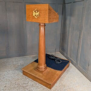 Modern Heavy Solid Oak Church Pedestal Dove Lectern, On Base