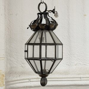 Octaganal Glazed Vintage Brass Hall Lanterns