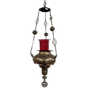 Unusual Early 1900's Large Holyland Brass Sanctuary Lamp