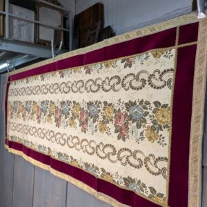 Ex Convent Altar Top Cloth by Arte Antica Burgundy Borders #2