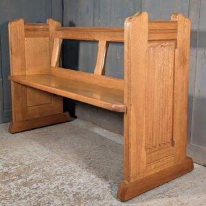 Mid Century Church of Christ the Healer Oak Linenfold Pews Benches RESERVED AH
