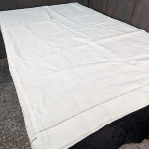 Very Long White Altar Linen Covering with Five Embroidered Crosses