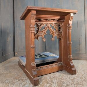 1911 Coronation Presentation Carved Gothic Oak Prayer Desk Prie Dieu