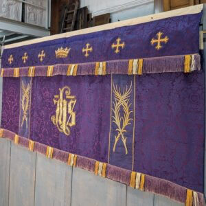 Impressive 1920's Vintage Embroidered Purple and Gold Altar Frontal