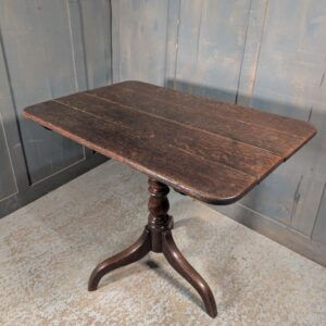 Georgian Oak Tilt Top Small Table with Plank Top on Tripod Base